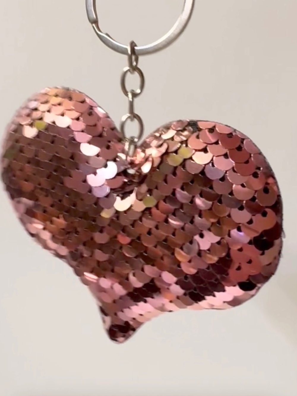 Sequin Heart Purse Charm Key Chain